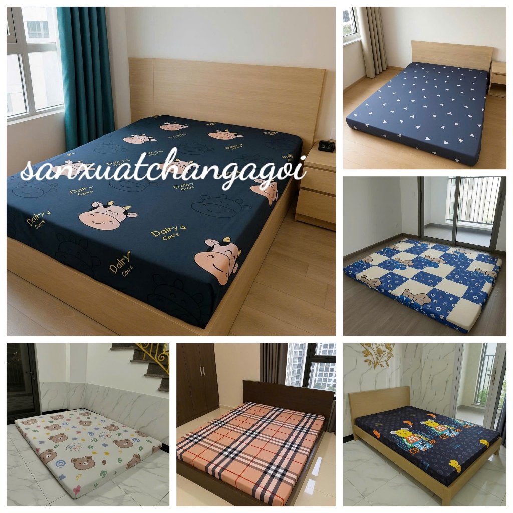 Ga Trải Giường,Ga Chun Bọc Đệm Poly Cotton 1m2 1m4 1m5 1m6 1m-sanxuatchangagoi mẫu tim xước