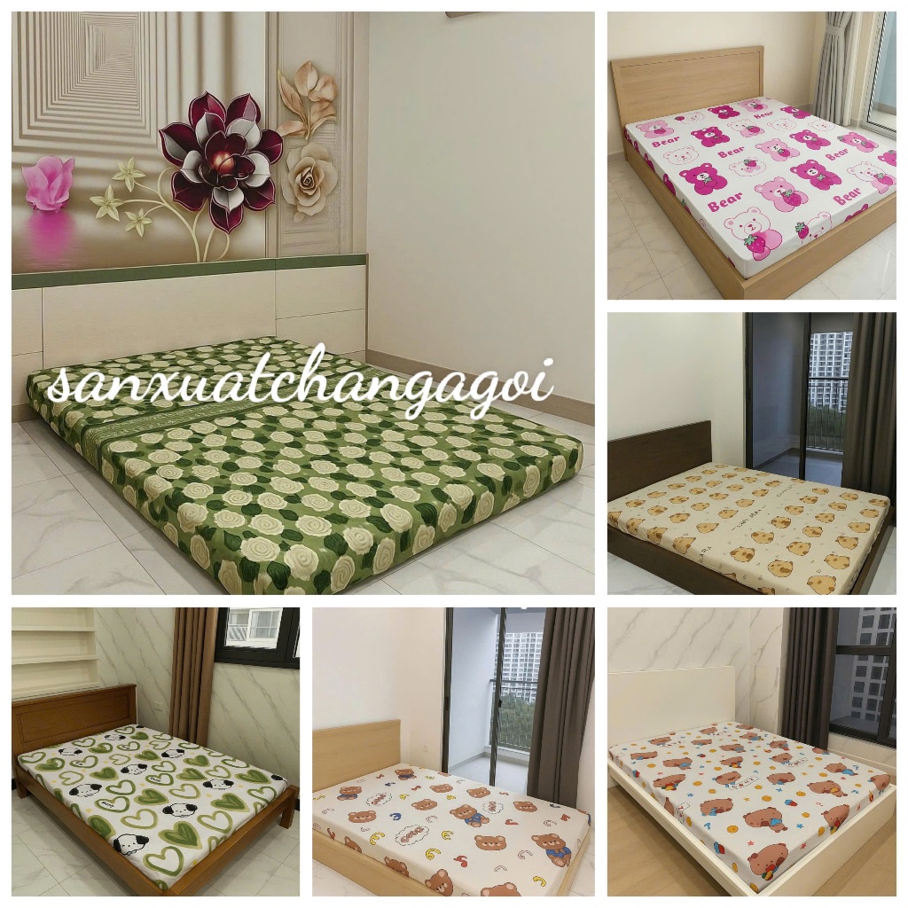 ga trải gường,ga chun 1m 1m2 1m4 1m5 1m6 1m8 bọc đệm poly-Lv nâu