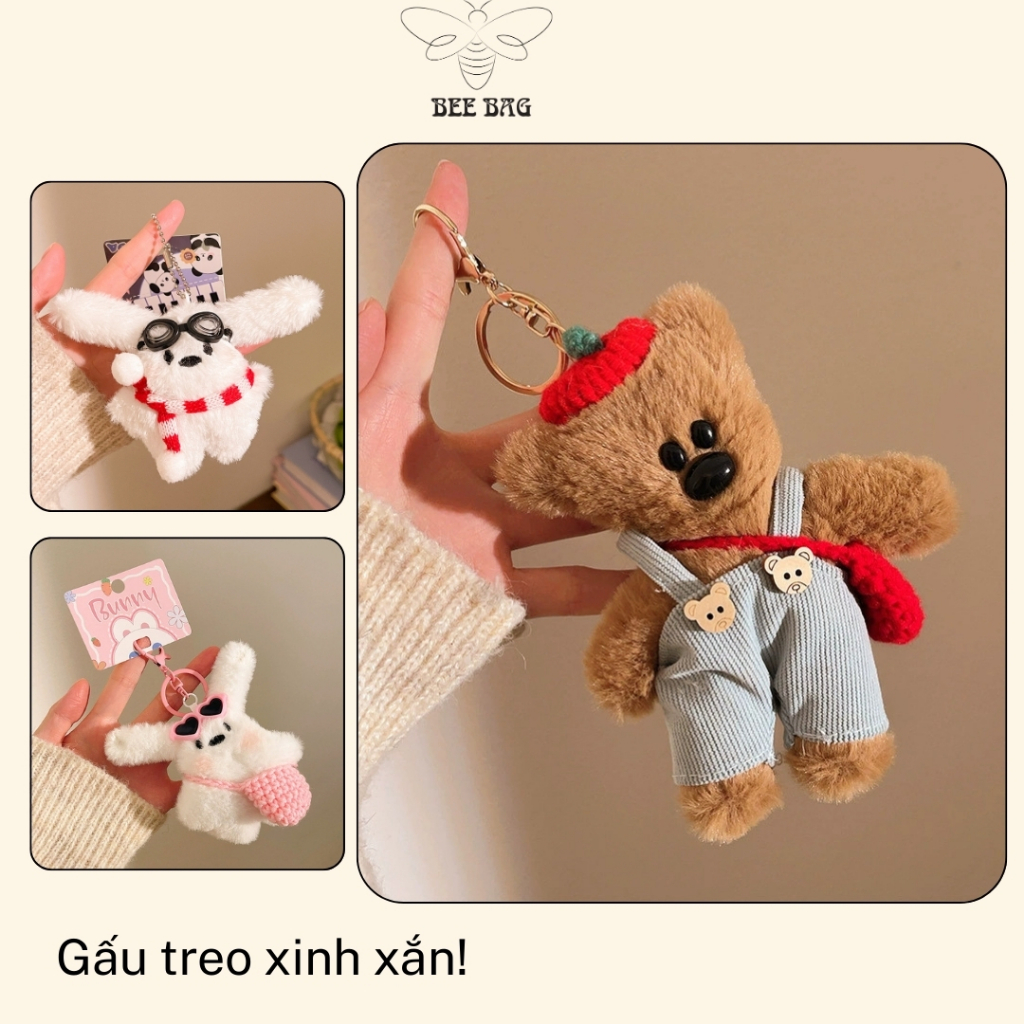 Bee Bag - Charm túi xách, Móc khóa gấu bông dễ thương treo balo, túi xách, chìa khóa sang chảnh nhiề