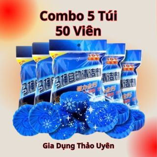 COMBO 5 Túi 50 Viên Khử Mùi Tẩy Bồn Cầu Viên Thả Xả Toilet Diệt Khuẩn,Tẩy Sạch Vệ Sinh Vết Bám Bẩn