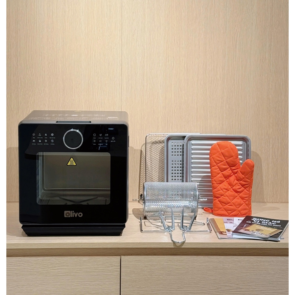 (Nâng cấp)Nồi Chiên Hơi Nước OLIVO SF16 PRO 2025, Dung Tích 16L, Phụ Kiện Trục Xiên Quay, Công Suất 