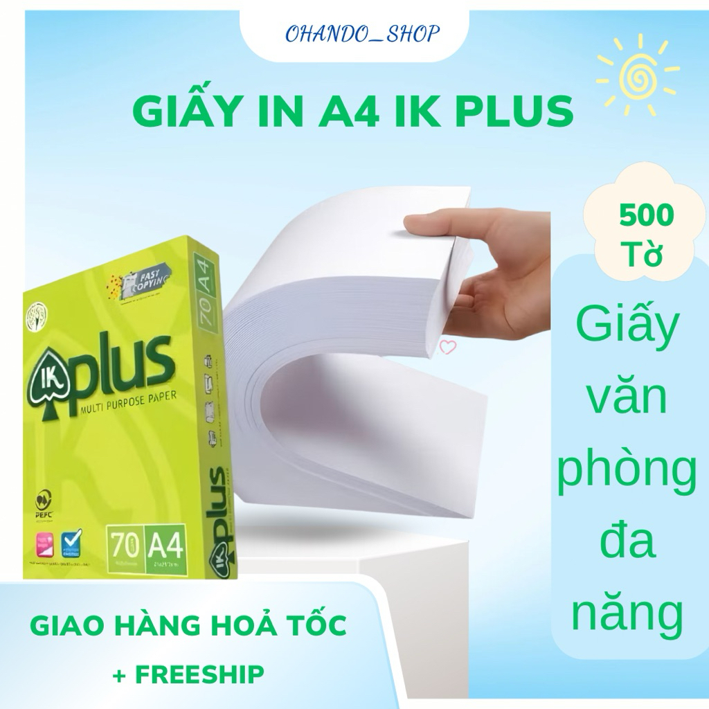 500 Tờ Giấy A4 IK plus/ Giấy in A4 2 mặt