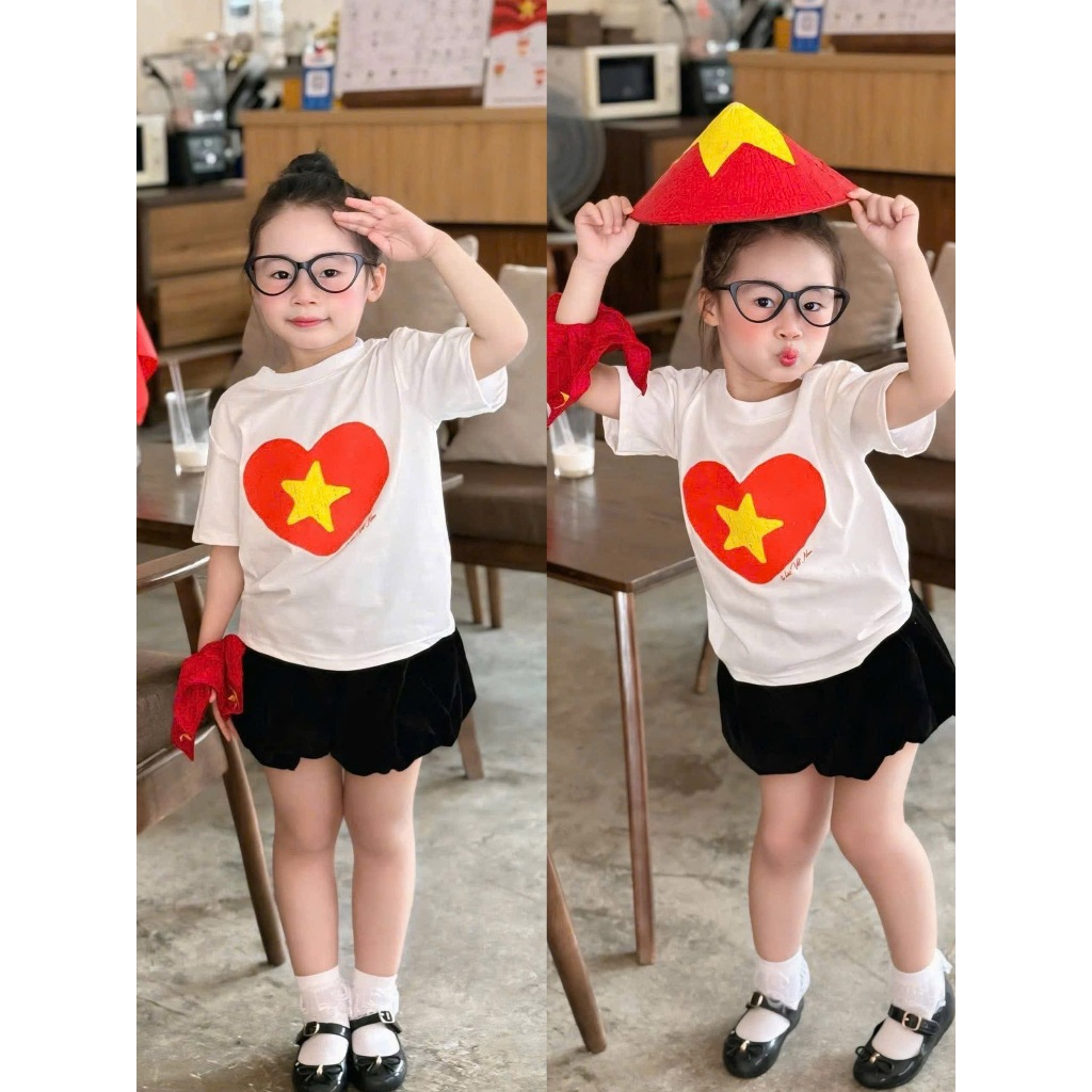 Áo thun cho bé hình Trái Tim Việt Nam, áo phông gia đình, áo nhóm mùng 2 tháng 9,TPKIDS,[M1128]