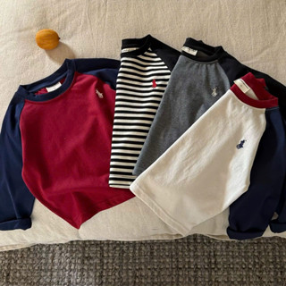  Sét 4 áo dài tay cho bé trai hình ngựa thêu túi trước chất cotton mềm mịn 