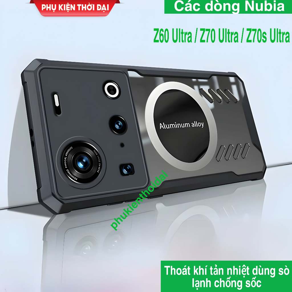 Ốp lưng Nubia Z70 Ultra / Z70s Ultra / Z60 Ultra / Z80 Ultra thoát khí tản nhiệt dùng sò lạnh chống 