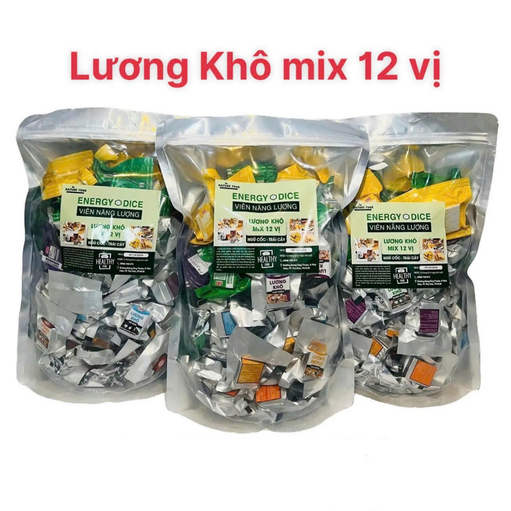 500gr lương khô mini mix 12 vị hạt dinh dưỡng, ngũ cốc và trái cây thơm ngon