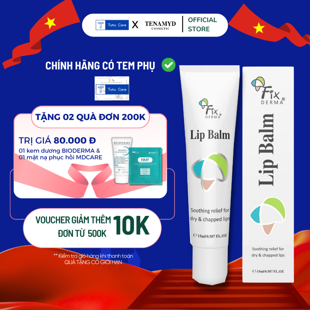 Son dưỡng môi Fixderma Lip Balm 15g, giảm khô môi, giảm thâm môi, dưỡng môi căng mịn