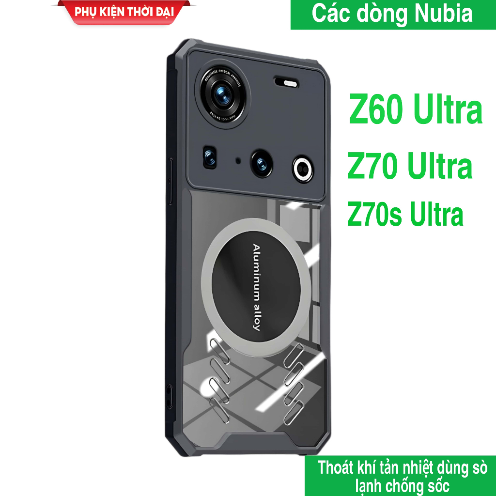 Ốp lưng Nubia Z70s Ultra / Z70 Ultra / Z60 Ultra dùng sò lạnh thoát khí hút nam châm lưng trong