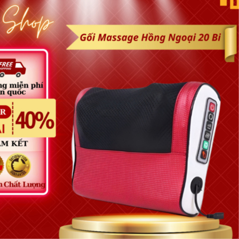 Gối Massage Cổ Vai Gáy Hồng Ngoại 20 Bi Đa Năng - Máy Massage