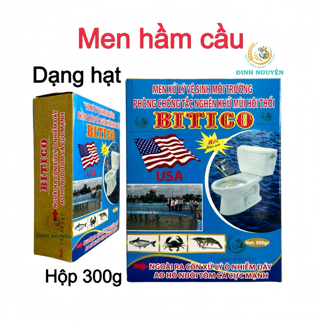 Men Bitico USA (Men hầm cầu) Men xử lý vệ sinh môi trường, men xử lý đáy ao - Dạng hạt, hộp 300g