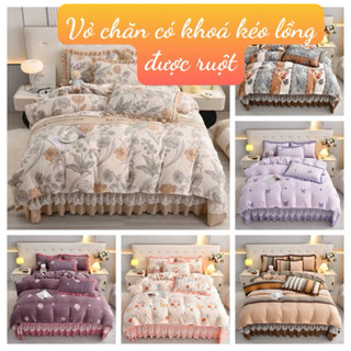  Vỏ chăn nỉ nhung 5D có khoá kéo lồng được ruột kích thước 2mx2m3 vỏ chăn lồng ruột mùa đông chất liệu nỉ nhung mềm 