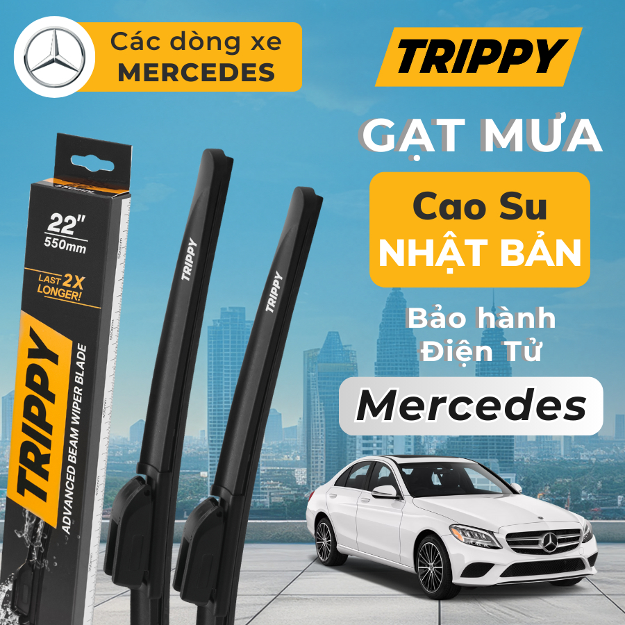 Cặp Gạt mưa ô tô MERCEDES - Lưỡi gạt Nhật Bản nhập khẩu - Chính hãng TRIPPY - Bảo hành điện tử - Gạt mưa Mercedes