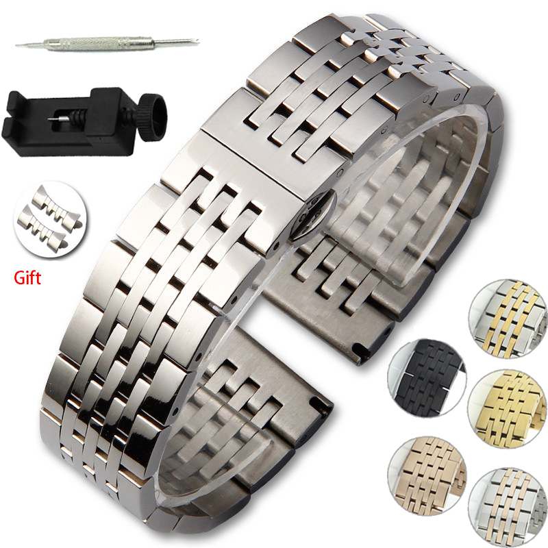 Dây đồng hồ kim loại đúc đặc inox 304 ngàm nối cong khóa bấm size 14mm 16mm 18mm 20mm 22mm19mm 21mm 14 16 20 22 19 21 mm