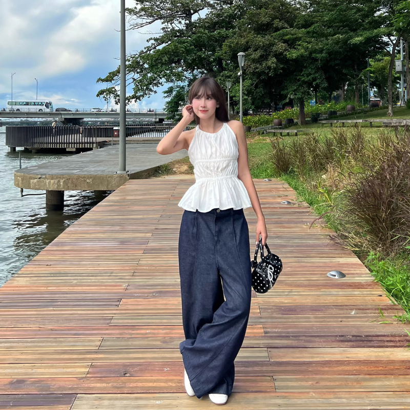 Quần ống rộng phồng phong cách Hàn Quốc chất jeans, kaki mềm QP01 | BigBuy360 - bigbuy360.vn