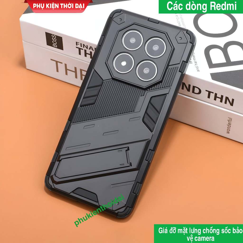 Ốp lưng Redmi Note 14 / Note 14 5G / Note 14 Pro / Note 14 Pro Plus iron man ver 2 chống sốc giá đỡ