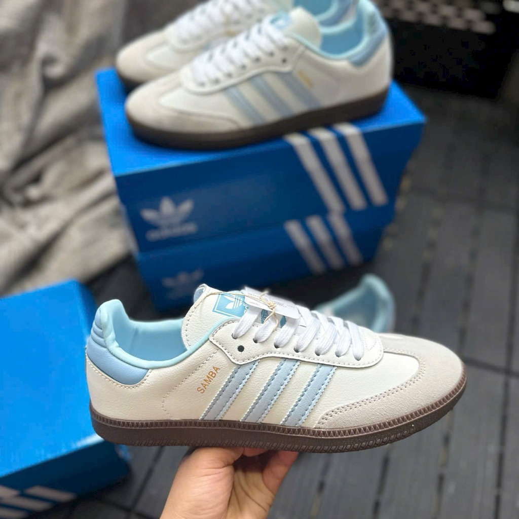 Giày Thể Thao Adidas Samba OG J ‘White Clear Sky Blue  Size 36-45,giày Adidas Samba xanh trắng