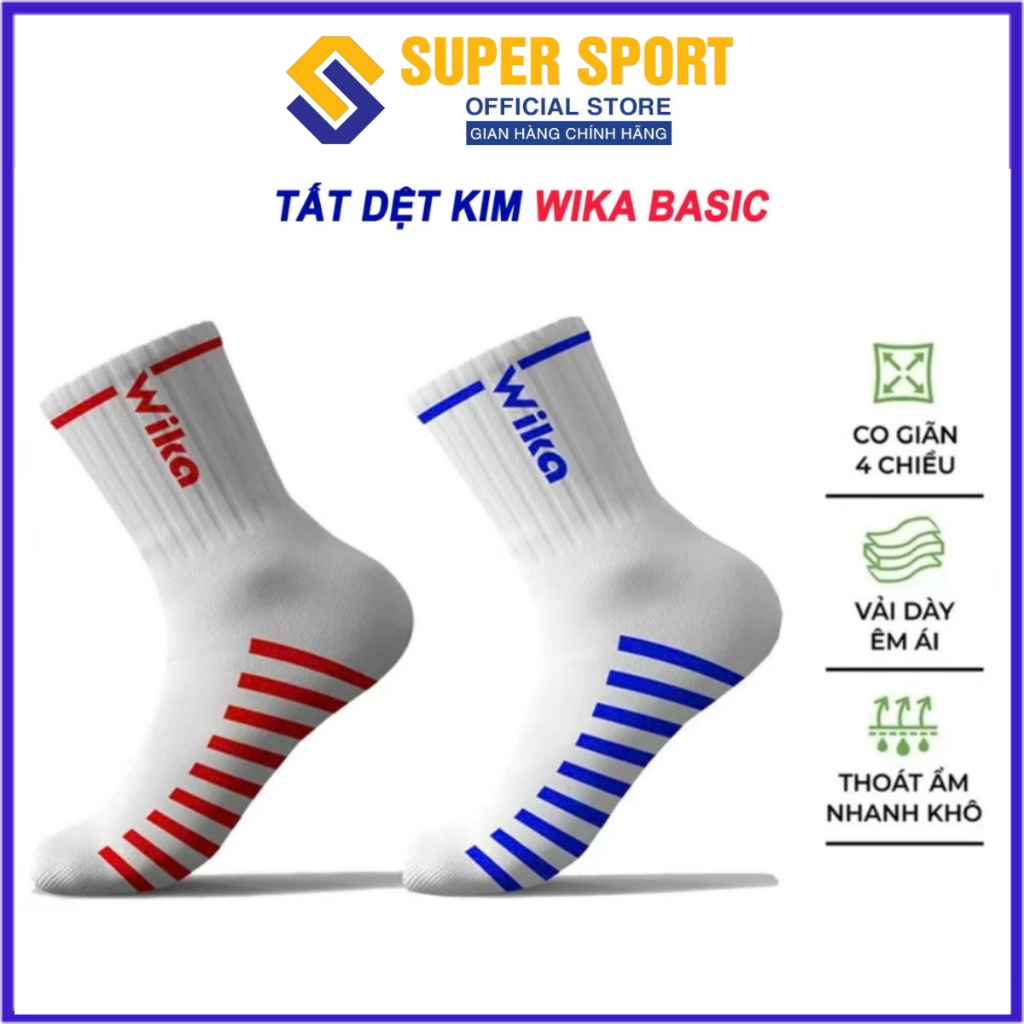 Tất Vớ Thể Thao WIKA Nam Nữ Chính Hãng -  Chất Liệu Dệt Kim Dày Dặn Co Giãn Thoáng Khí