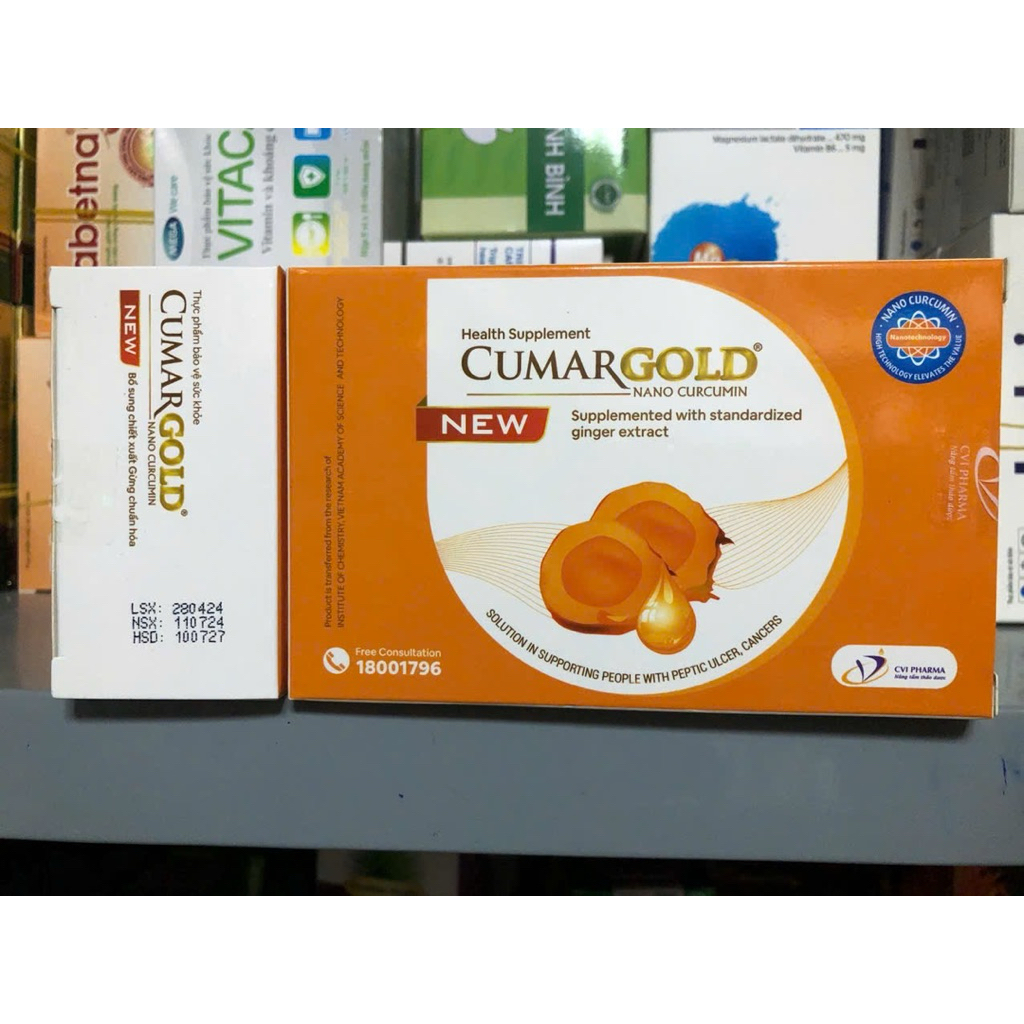 Viên uống dạ dày CumarGold New từ nghệ Nano Curcumin giảm viêm loét, đau thượng vị, trào ngược HT4