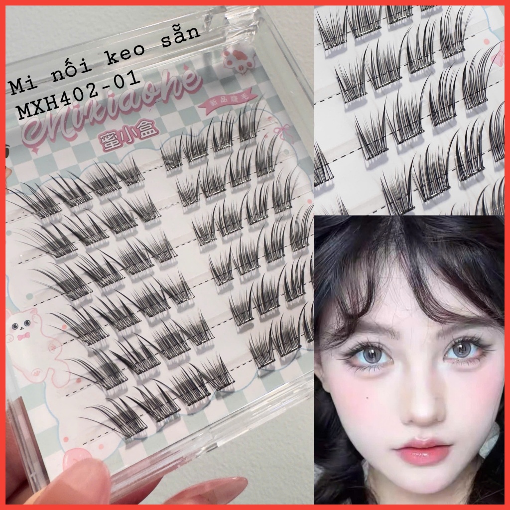 MXH402-01 hộp lông mi cụm tự nối có keo sẵn thương hiệu Mixiaohe