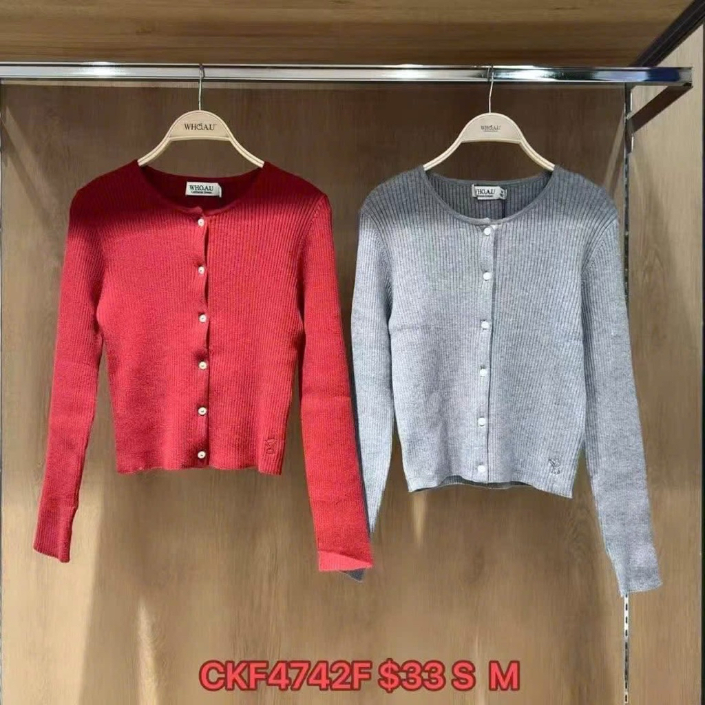 [ CHÍNH HÃNG ] Áo cardigan Whoau ribbed button basic