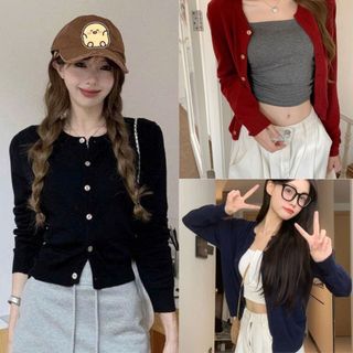  Áo khoác ngoài nữ cardigan mỏng đơn giản cổ tròn 3 màu nữ tính nhẹ nhàng VANISA CT439 