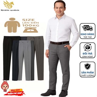 Quần tây nam công sở trung niên ống suông sang trọng thanh lịch cho quý ông