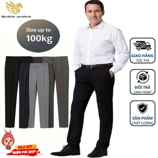 Quần tây nam công sở ống đứng trung niên vải không phai, quần tây nam xuất khẩu Akira có size cho người 90kg