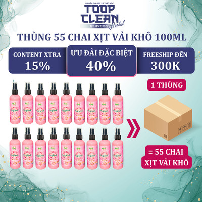 [Sỉ Thùng] Thùng 55 Chai Xịt Thơm Vải HygienC Plus 100ml/Chai - Hương Hoa Hồng (Dịu Dàng)