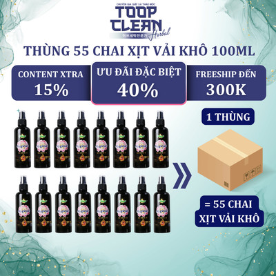 Thùng 55 Chai Xịt Thơm Vải Hương Hoa Mẫu Đơn HygienC Plus 100ml/Chai