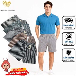 Quần Đùi Nam Mặc Nhà, Vải Sọc Tâm, Chất Liệu Thoáng Mát Thấm Hút Mồ Hôi, Đủ Size Từ 45 - 85KG
