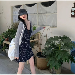  Set Váy Hai Dây Hoa Nhí Ôm Body kèm Áo Khoác Set Đồ Nữ Mùa Thu Váy Kèm Áo Cadigan Cho Nàng Đi Chơi Đi Tiệc- Minh Phúc 