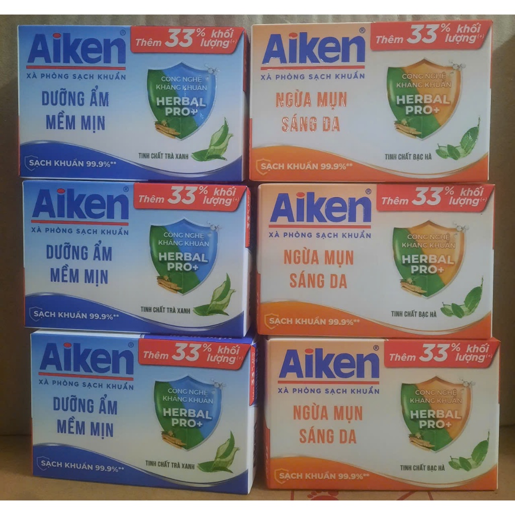 Combo 3 Xà Bông Cục Sạch Khuẩn Aiken 120G (TẶNG 33%)