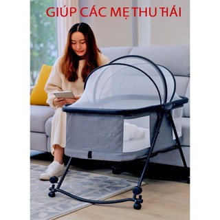 Nôi cũi dành cho trẻ từ 1 tháng đến 24 tháng tuổi có điều chỉnh độ cao, Nôi gấp gọn, Nôi có 5 nấc điều chỉnh độ cao