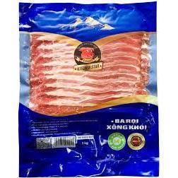  Ba rọi  dọi quế  Bacon xông khói KITCHEN STAR 1kg - làm pizza mỳ ý hun khói cuộn phô mai salad món khai vị,.. Tasany 
