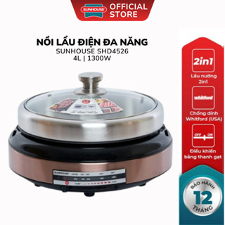 Nồi Lẩu Điện Đa Năng 4L Sunhouse SHD4526 - Tích Hợp Cả Lẩu Và Nướng Tiện Lợi, Công Suất 1300W