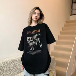 Áo phông thun nữ 3158 form rộng dấu quần KONOVA chất cotton khô thoáng mát  in chữ LOSANGELER