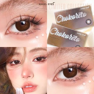  Kính giãn tròng màu nâu Chokoreto Angel Eyes có độ 0-8 Lens giãn tròng nâu choco giãn tròng to 14.5 