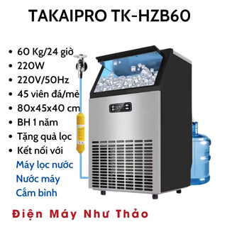 Máy làm đá viên TAKAIPRO TK-HZB80 66 viên đá/mẻ - phiên bản cải tiến 2025 2 nguồn cấp nước