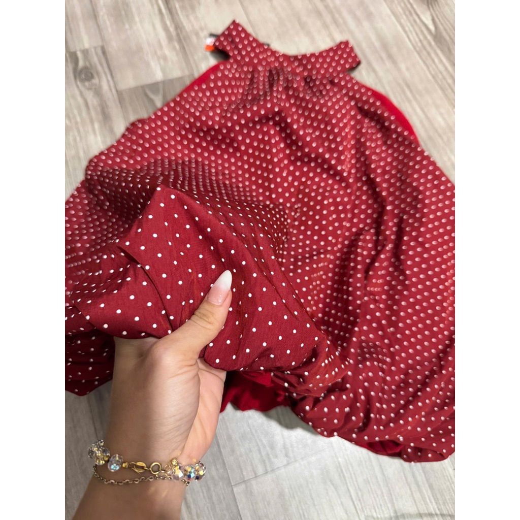 Áo Cổ Yếm Bí Phồng họa tiết chấm bi cho nữ m6034 | BigBuy360 - bigbuy360.vn