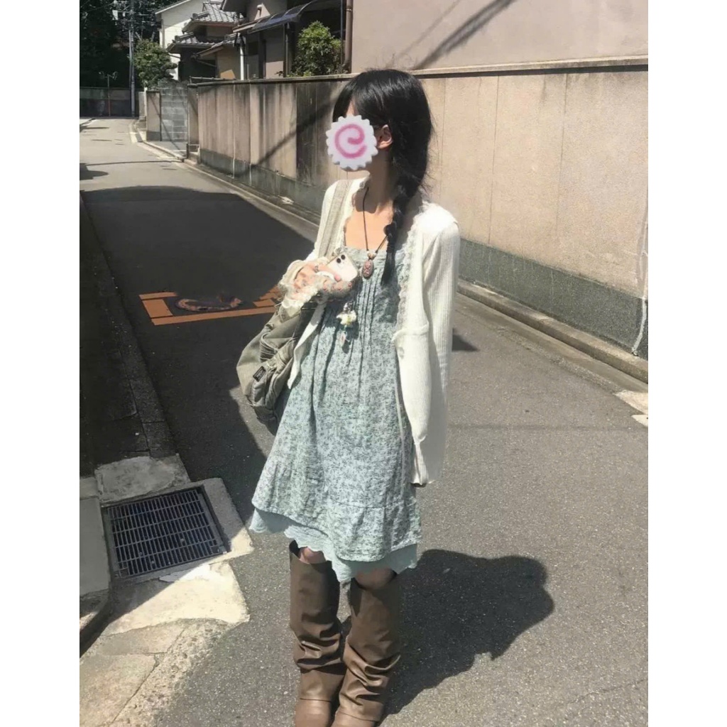 Váy hai dây họa tiết hoa rừng style mori girl