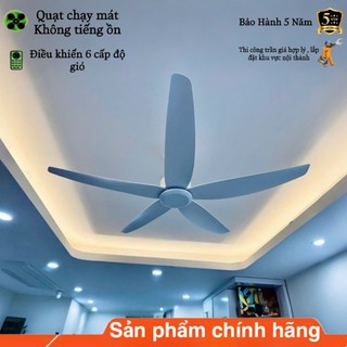   Động cơ inverter- lõi đồng  Quạt Trần Đèn 5 Cánh 8142 6 Cấp Độ Gió 3 Chế Độ Đèn Điều Khiển Từ Xa 