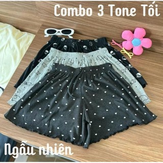 sét 3 Quần đùi cotton màu trơn, quần cotton chất CT đùi