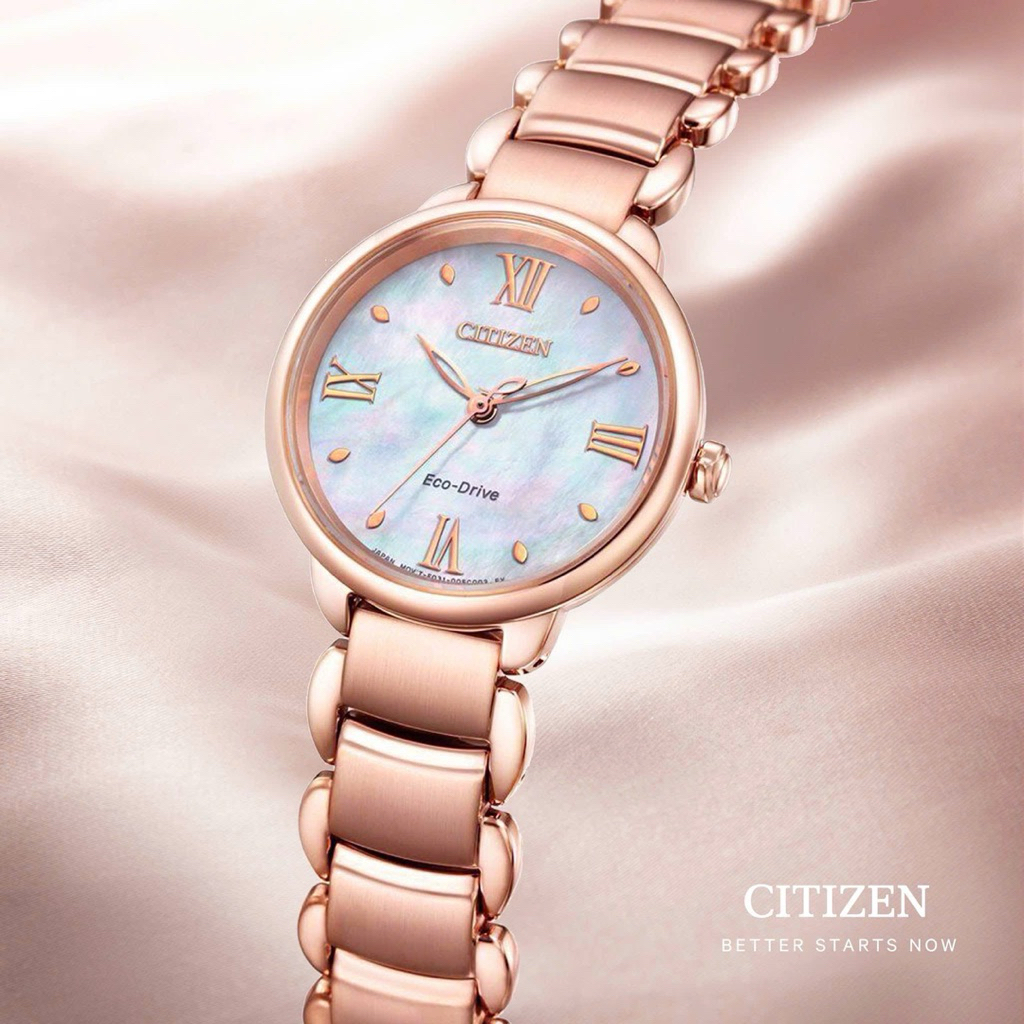 Đồng Hồ Nữ Citizen EM0928-84D Eco Drive Size 28 Rose Gold