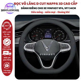  Bọc Vô Lăng Da Nappa loại Dcut Xe Điện Vinfast VF6  VF7 VF8 Dáng Chữ D Cut Size 34cm-Mộc Lan Car 