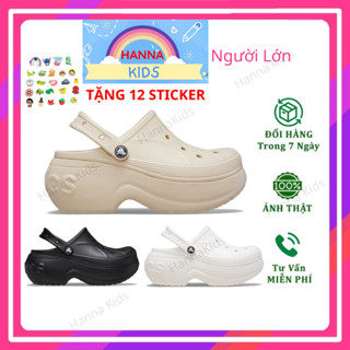 Dép Cross nữ đế cao 7cm Bella Sục Cros Clog Unisex HannaKids cho người lớn giày xục Croc xăng đan Sandal hàng xuất khẩu