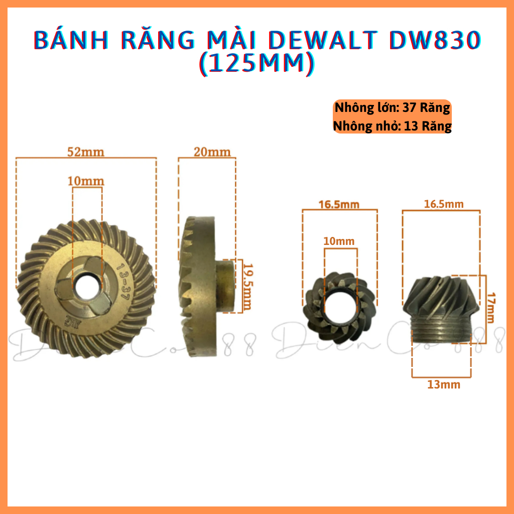 Bộ nhông - bánh răng máy mài Dewalt 125mm DW830 (2 chi tiết)