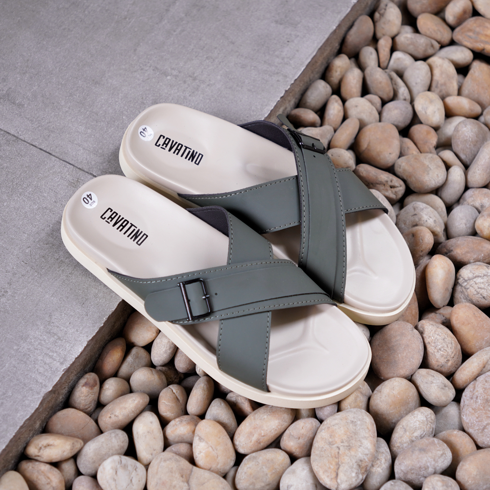 [SALE BLACK FRIDAY] Dép nam quai chéo da microfiber màu xanh đi biển, đi mưa, chống nước - Summer X 