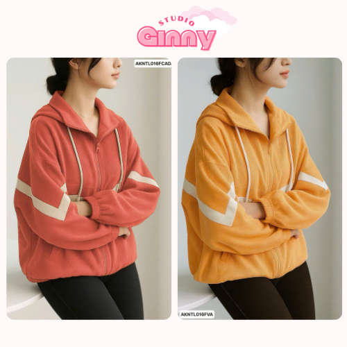 Áo Khoác Chống Nắng Nhung Viền Trắng AKNTL016 Unisex | Có Túi Trong Form Rộng Nón Rộng Cổ Cao | Ginn