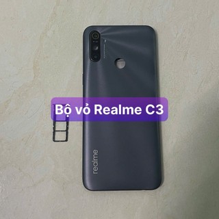 bộ vỏ sườn Realme C3 ,kèm khay sim,phím,kính camera