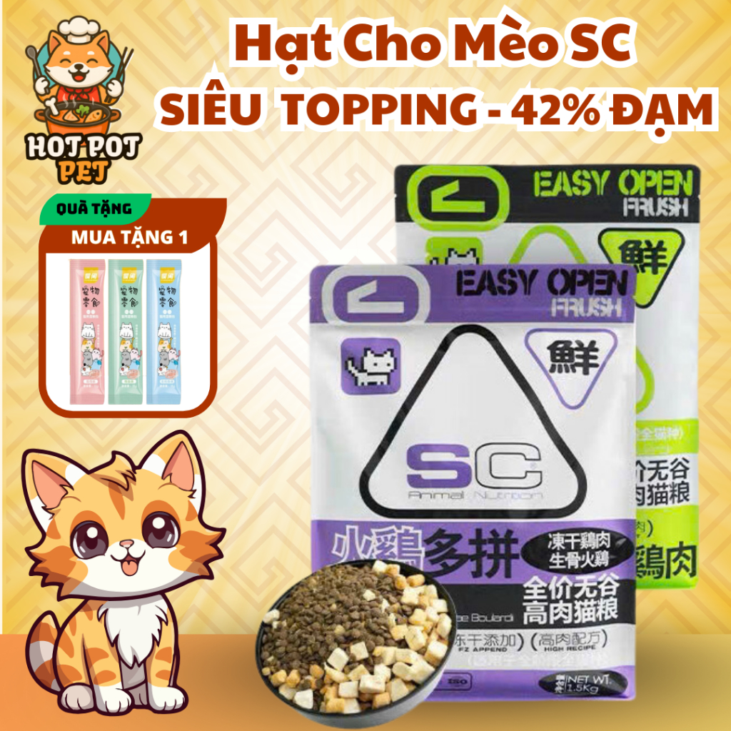 [500g -1,5kg] Thức Ăn Hạt Cho Mèo SC Animal Nutrition Siêu Topping Bổ Sung Dinh Dưỡng Hỗ Trợ Tiêu Hóa Hotpotpet